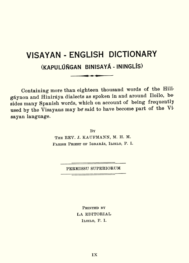 Visayan-English Dictionary, page 