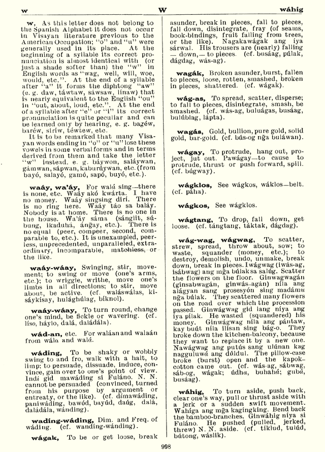 Visayan-English Dictionary, page 998
