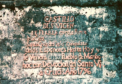 Sign on Punta Cruz Tower