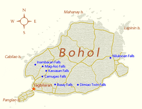 Map of Waterfalls in Bohol